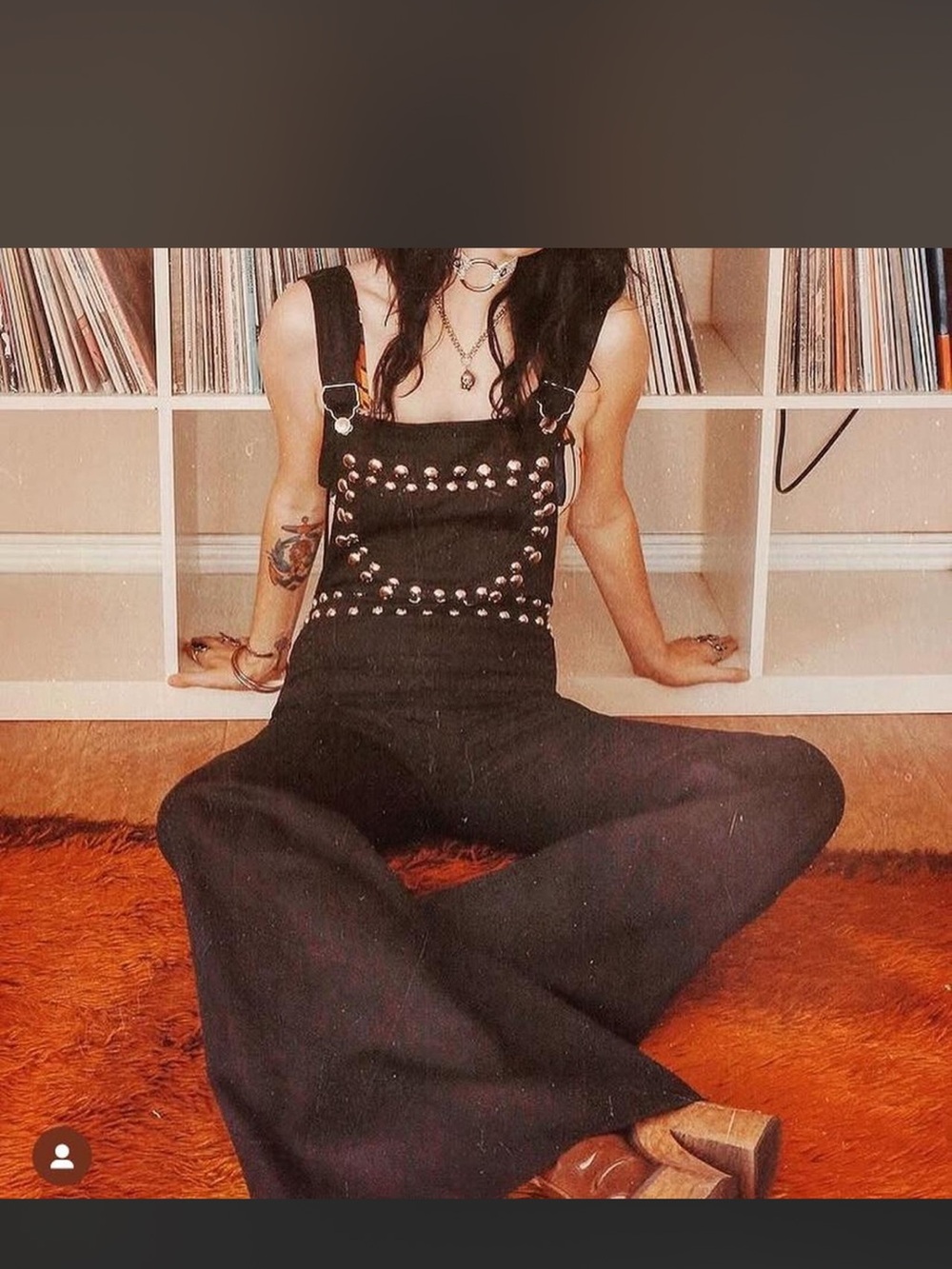 Stud-Embellished Black Wide-Leg Jumpsuit